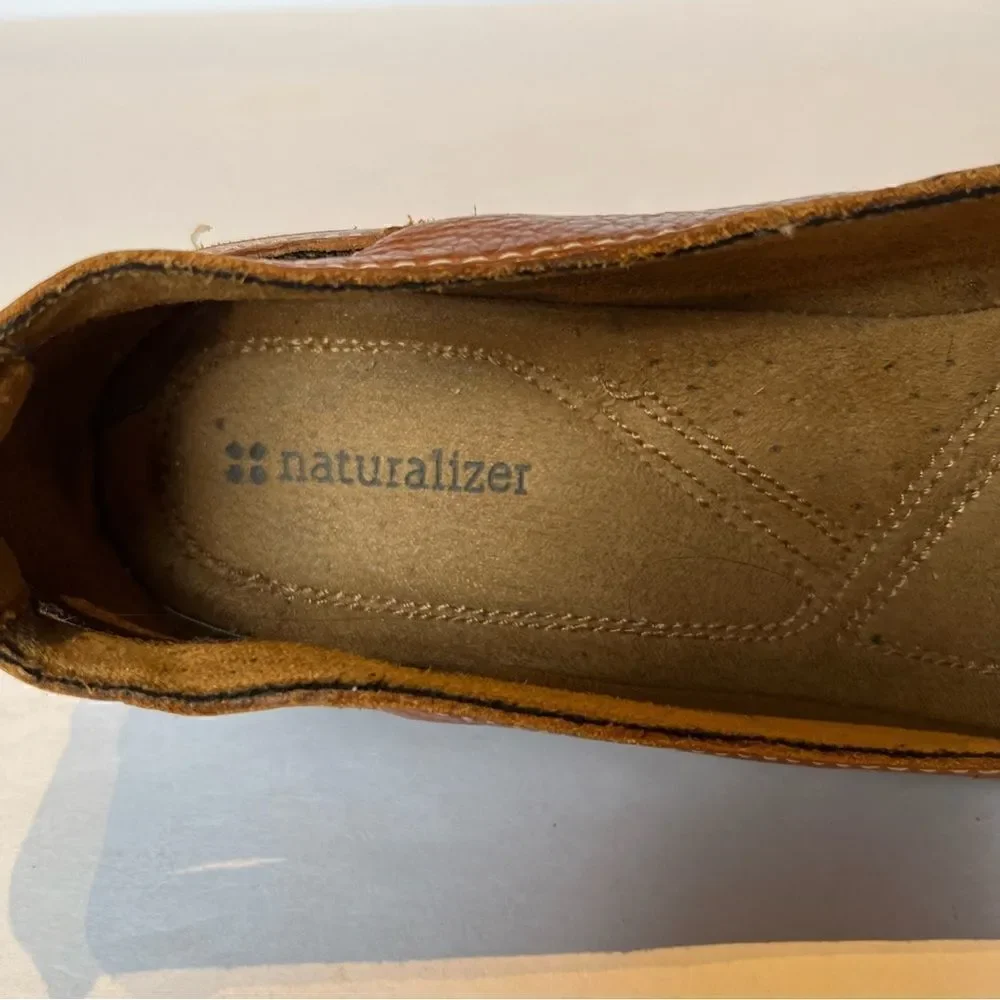 Naturalizer Women's Loafers Shelton Brown Embroidered Leather Size 10M
